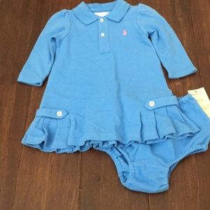 NWT Ralph Lauren Long Sleeve Blue Dress Size 9 mo